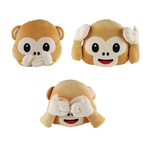 Monkey Pillow See No / Speak No /Hear No Evil Set - Picture 1 of 4